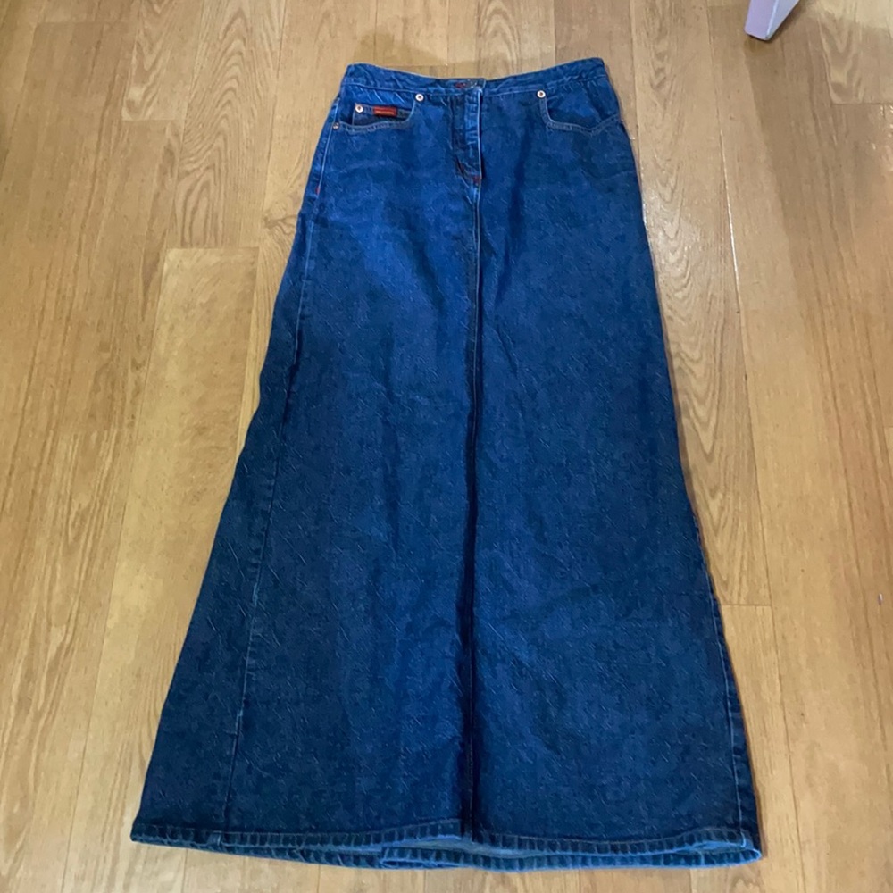 Long jean skirt waist 26 inches length 36 inches